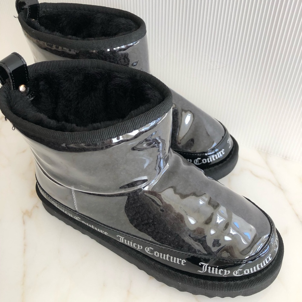 Juicy Couturw Black Fur Ankle Booties / NWOT
